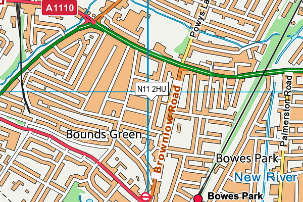 N11 2HU map - OS VectorMap District (Ordnance Survey)