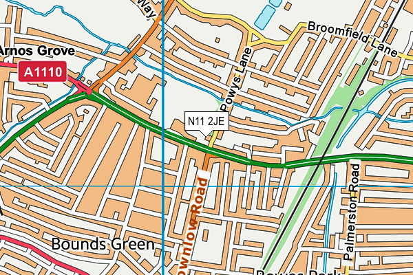 N11 2JE map - OS VectorMap District (Ordnance Survey)