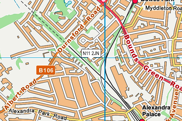N11 2JN map - OS VectorMap District (Ordnance Survey) N11 2JN map - OS VectorMap District (Ordnance Survey)