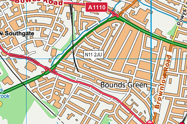N11 2JU map - OS VectorMap District (Ordnance Survey)