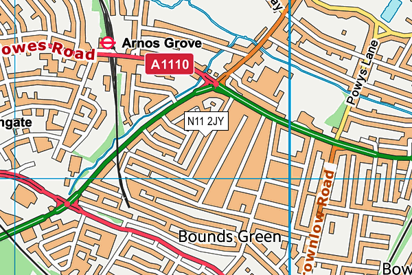N11 2JY map - OS VectorMap District (Ordnance Survey) N11 2JY map - OS VectorMap District (Ordnance Survey)