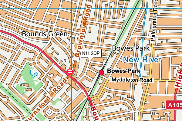 N11 2QP map - OS VectorMap District (Ordnance Survey)
