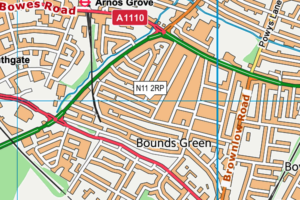 N11 2RP map - OS VectorMap District (Ordnance Survey)