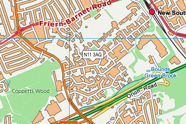 N11 3AQ map - OS VectorMap District (Ordnance Survey)