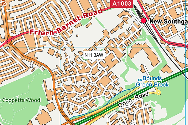 N11 3AW map - OS VectorMap District (Ordnance Survey) N11 3AW map - OS VectorMap District (Ordnance Survey)