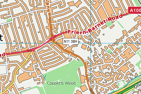 N11 3BH map - OS VectorMap District (Ordnance Survey)
