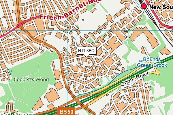 N11 3BQ map - OS VectorMap District (Ordnance Survey)