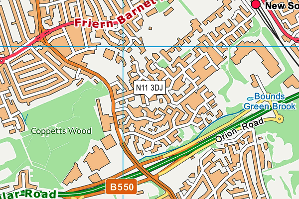 N11 3DJ map - OS VectorMap District (Ordnance Survey)
