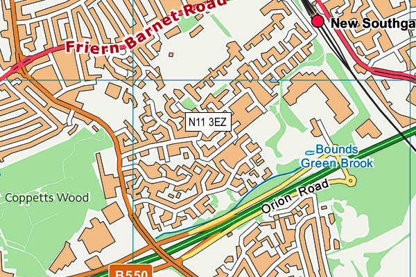 N11 3EZ map - OS VectorMap District (Ordnance Survey)