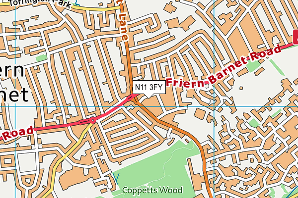 N11 3FY map - OS VectorMap District (Ordnance Survey) N11 3FY map - OS VectorMap District (Ordnance Survey)