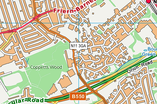 N11 3GA map - OS VectorMap District (Ordnance Survey)