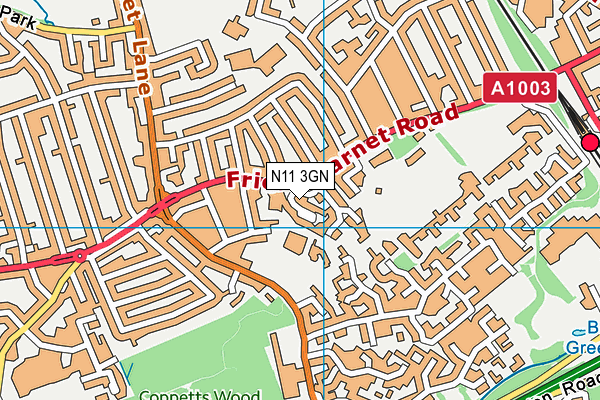 N11 3GN map - OS VectorMap District (Ordnance Survey) N11 3GN map - OS VectorMap District (Ordnance Survey)