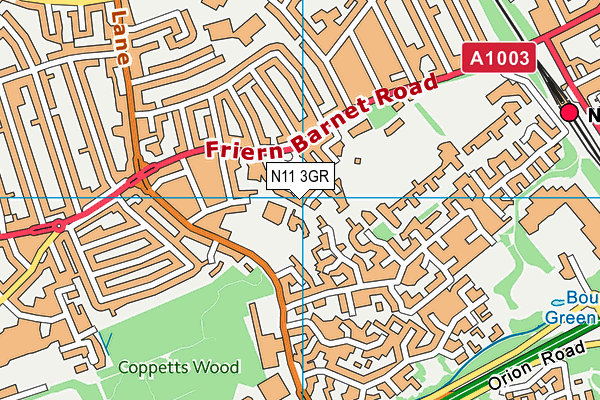 N11 3GR map - OS VectorMap District (Ordnance Survey)