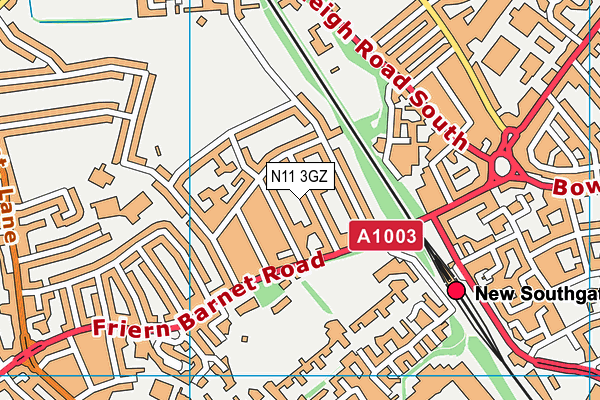 N11 3GZ map - OS VectorMap District (Ordnance Survey)