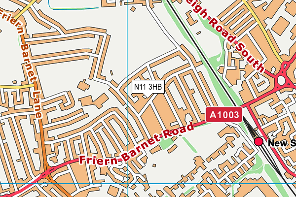N11 3HB map - OS VectorMap District (Ordnance Survey)