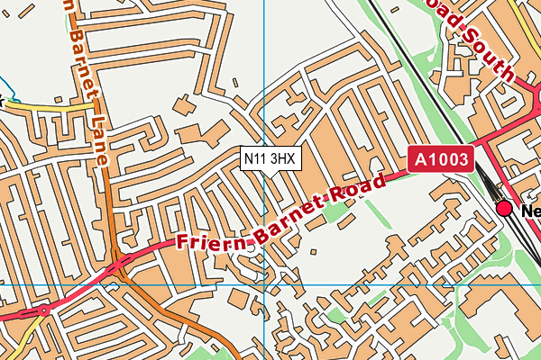 N11 3HX map - OS VectorMap District (Ordnance Survey)