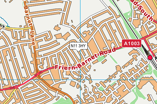N11 3HY map - OS VectorMap District (Ordnance Survey)