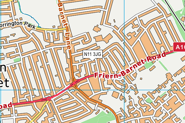 N11 3JG map - OS VectorMap District (Ordnance Survey)