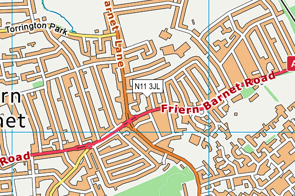 N11 3JL map - OS VectorMap District (Ordnance Survey) N11 3JL map - OS VectorMap District (Ordnance Survey)