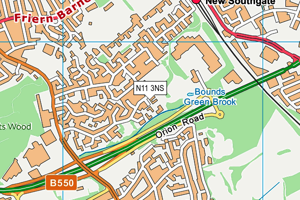 N11 3NS map - OS VectorMap District (Ordnance Survey)