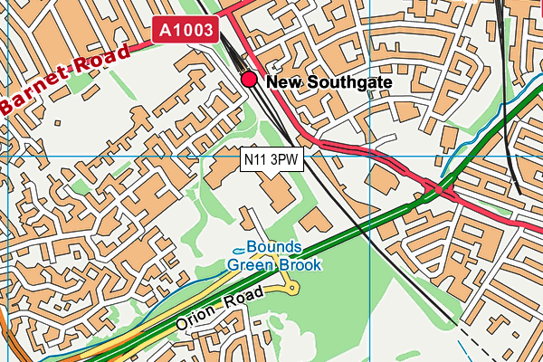 N11 3PW map - OS VectorMap District (Ordnance Survey)