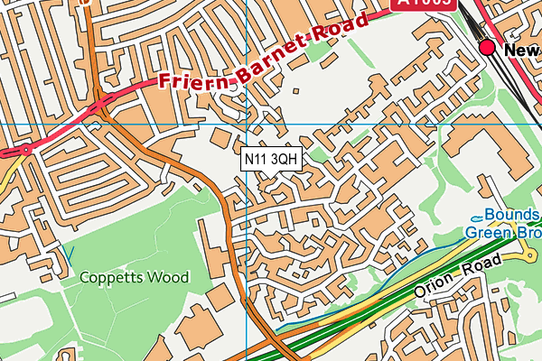 N11 3QH map - OS VectorMap District (Ordnance Survey) N11 3QH map - OS VectorMap District (Ordnance Survey)