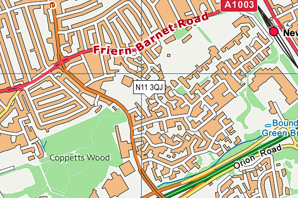 N11 3QJ map - OS VectorMap District (Ordnance Survey) N11 3QJ map - OS VectorMap District (Ordnance Survey)