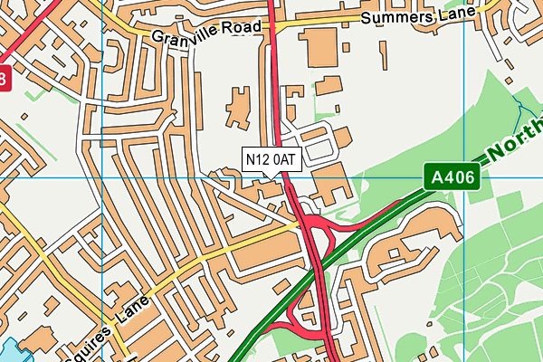 N12 0AT map - OS VectorMap District (Ordnance Survey)