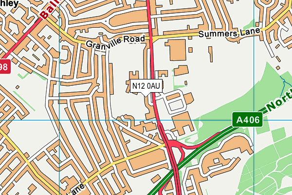 N12 0AU map - OS VectorMap District (Ordnance Survey)