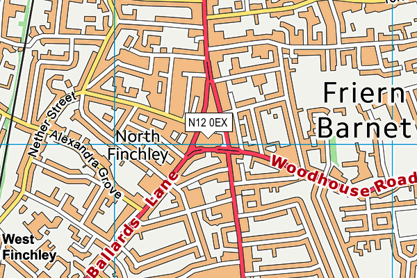 N12 0EX map - OS VectorMap District (Ordnance Survey) N12 0EX map - OS VectorMap District (Ordnance Survey)