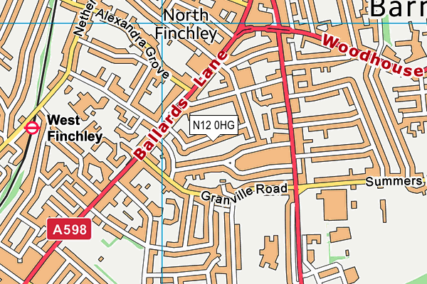 N12 0HG map - OS VectorMap District (Ordnance Survey) N12 0HG map - OS VectorMap District (Ordnance Survey)