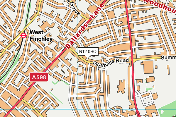 N12 0HQ map - OS VectorMap District (Ordnance Survey)