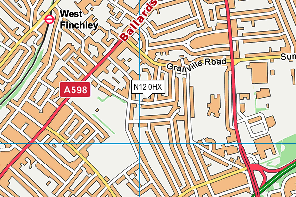 N12 0HX map - OS VectorMap District (Ordnance Survey)