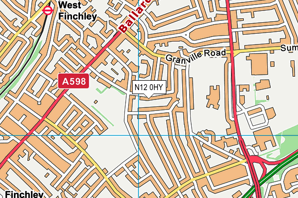 N12 0HY map - OS VectorMap District (Ordnance Survey)