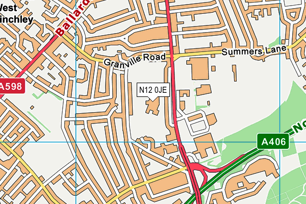 N12 0JE map - OS VectorMap District (Ordnance Survey) N12 0JE map - OS VectorMap District (Ordnance Survey)