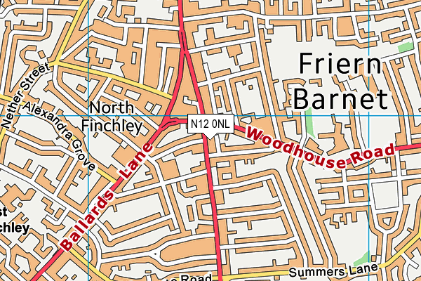 N12 0NL map - OS VectorMap District (Ordnance Survey)