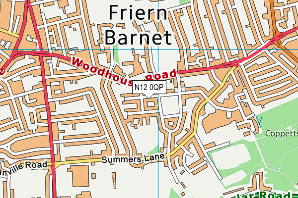 N12 0QP map - OS VectorMap District (Ordnance Survey)