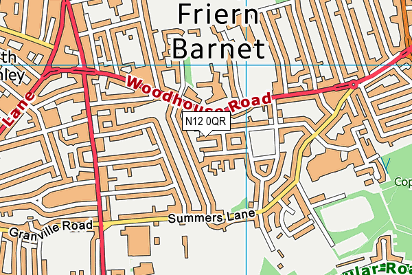N12 0QR map - OS VectorMap District (Ordnance Survey)