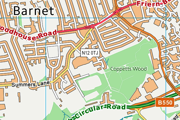 N12 0TJ map - OS VectorMap District (Ordnance Survey) N12 0TJ map - OS VectorMap District (Ordnance Survey)