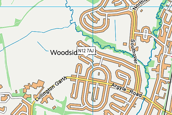 N12 7AJ map - OS VectorMap District (Ordnance Survey)