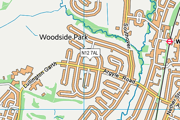 N12 7AL map - OS VectorMap District (Ordnance Survey)