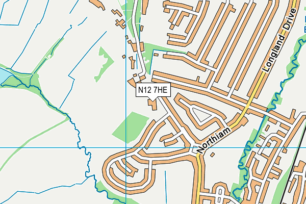 N12 7HE map - OS VectorMap District (Ordnance Survey) N12 7HE map - OS VectorMap District (Ordnance Survey)