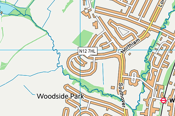 N12 7HL map - OS VectorMap District (Ordnance Survey)