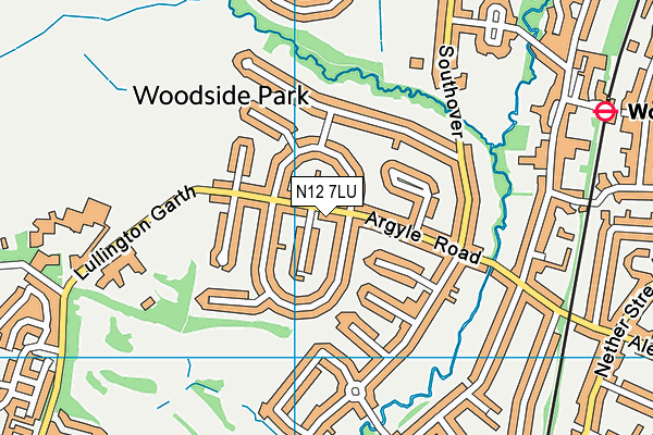 N12 7LU map - OS VectorMap District (Ordnance Survey)