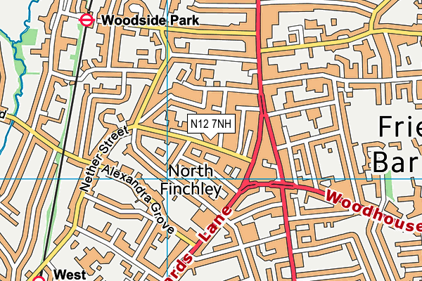 N12 7NH map - OS VectorMap District (Ordnance Survey)