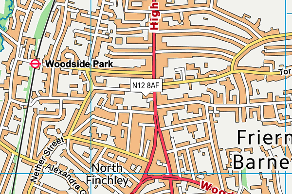 N12 8AF map - OS VectorMap District (Ordnance Survey) N12 8AF map - OS VectorMap District (Ordnance Survey)