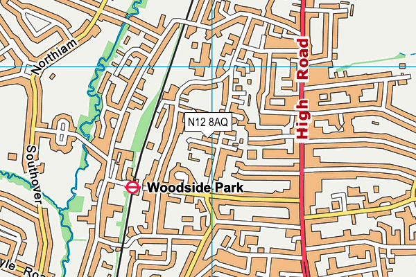 N12 8AQ map - OS VectorMap District (Ordnance Survey)