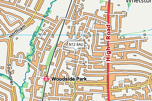 N12 8AU map - OS VectorMap District (Ordnance Survey)