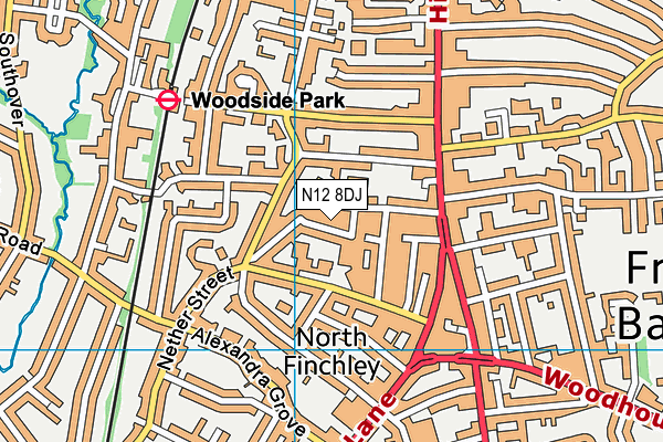 N12 8DJ map - OS VectorMap District (Ordnance Survey)