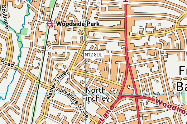 N12 8DL map - OS VectorMap District (Ordnance Survey)